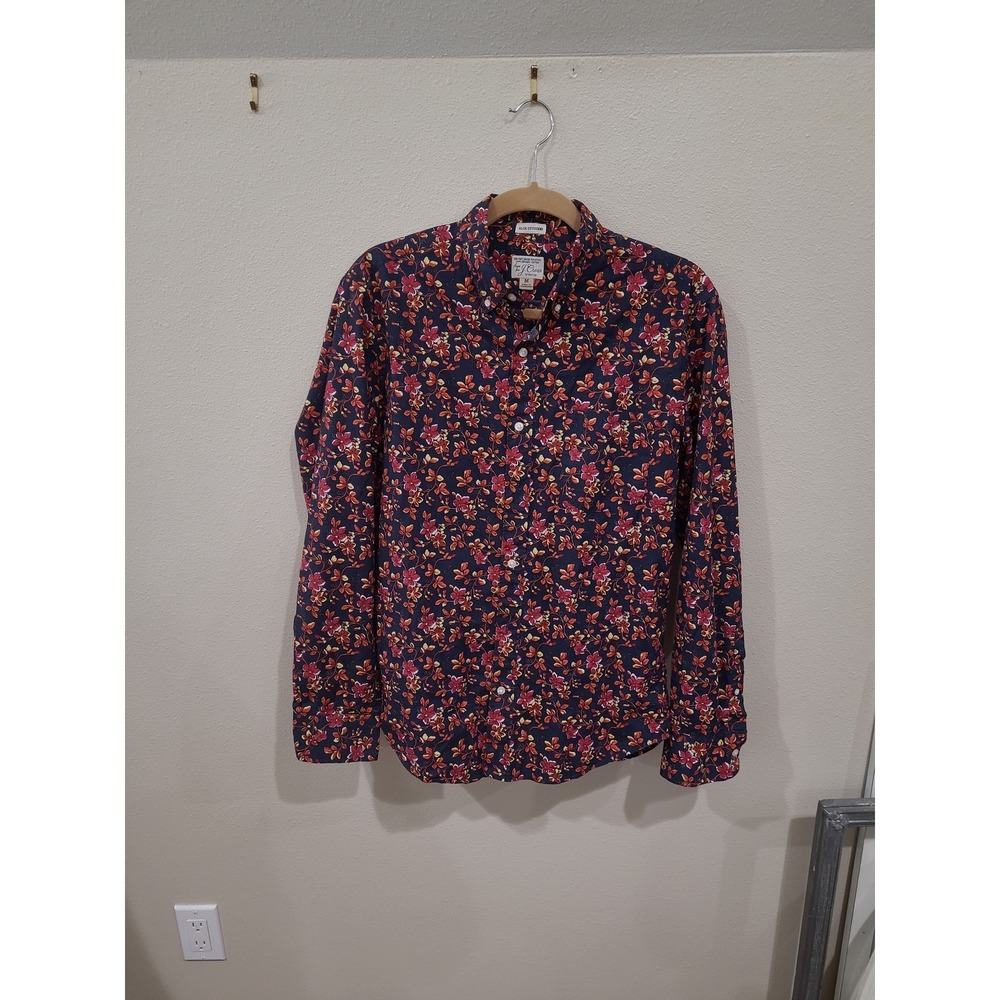 J.CREW Secret Washed shirting Slim untucked Men's SZ M Navy Floral button down